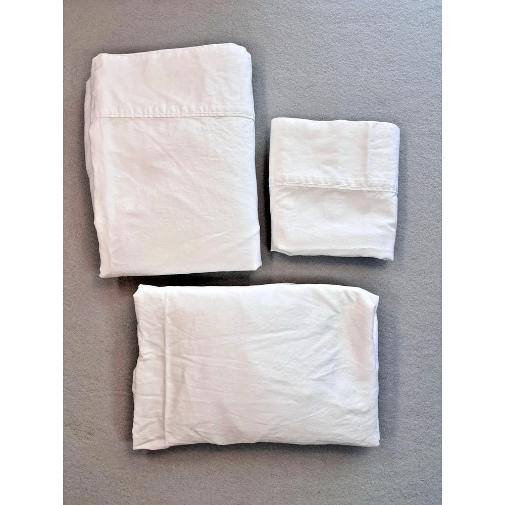 NEW Ralph Lauren Dunham Sateen 100% Cotton Twin Size Sheet Set White *READ